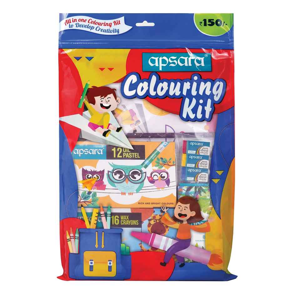 Apsara Colouring Kit, Wax Crayon, Oil Pastel, Sharpener, Eraser, Pencil, Drawing Book For Gifting