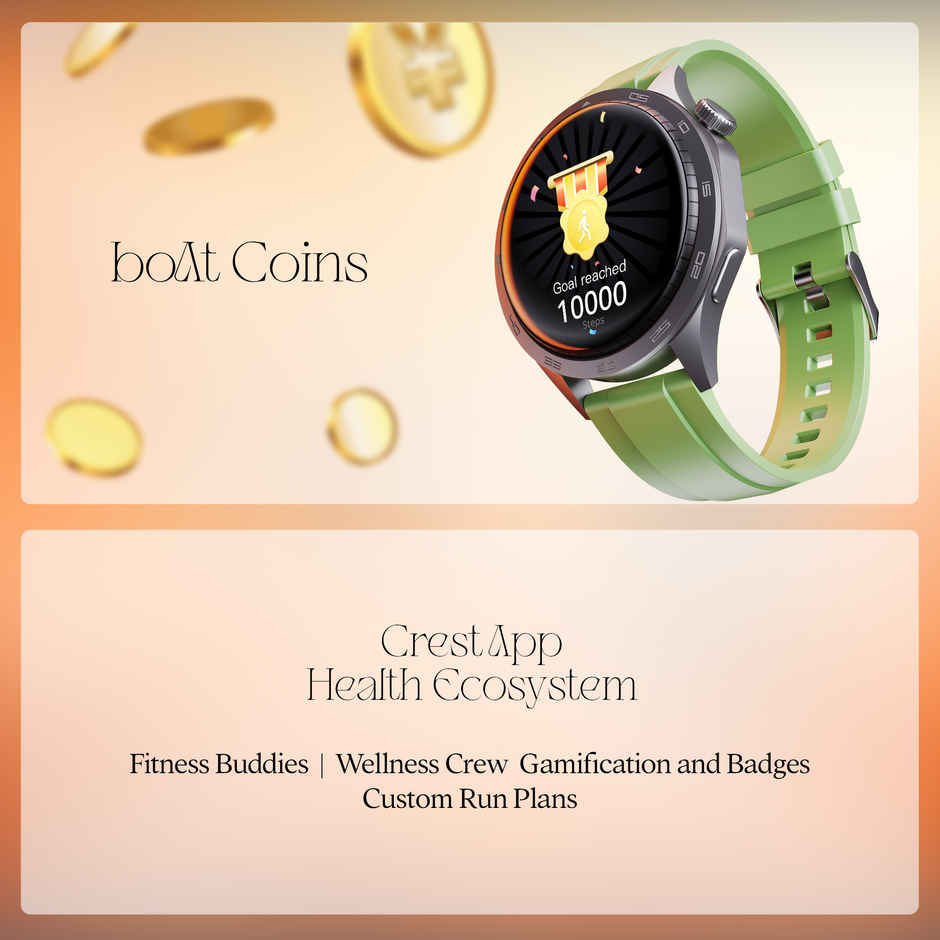 boAt Enigma Radiant Smartwatch | 1.43" AMOLED Display | Functional Crown - Olive Green