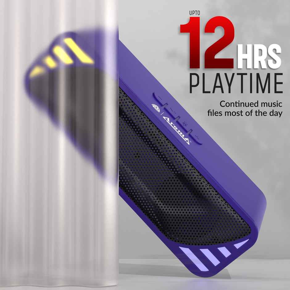 Aroma Rock 10W Upto 12 Hrs Music time With Dynamic RGB Lights | Blue, Bluetooth Speaker