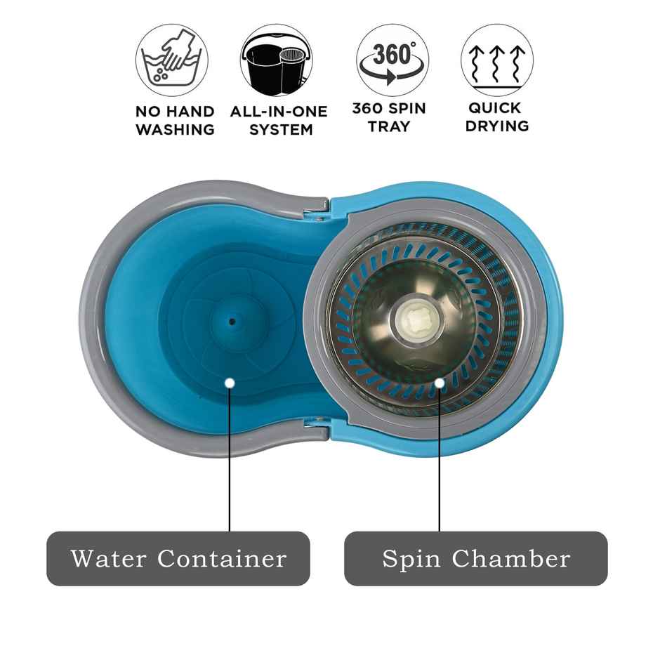 Kuber Industries Stainless Steel Spin Mop Bucket | Blue