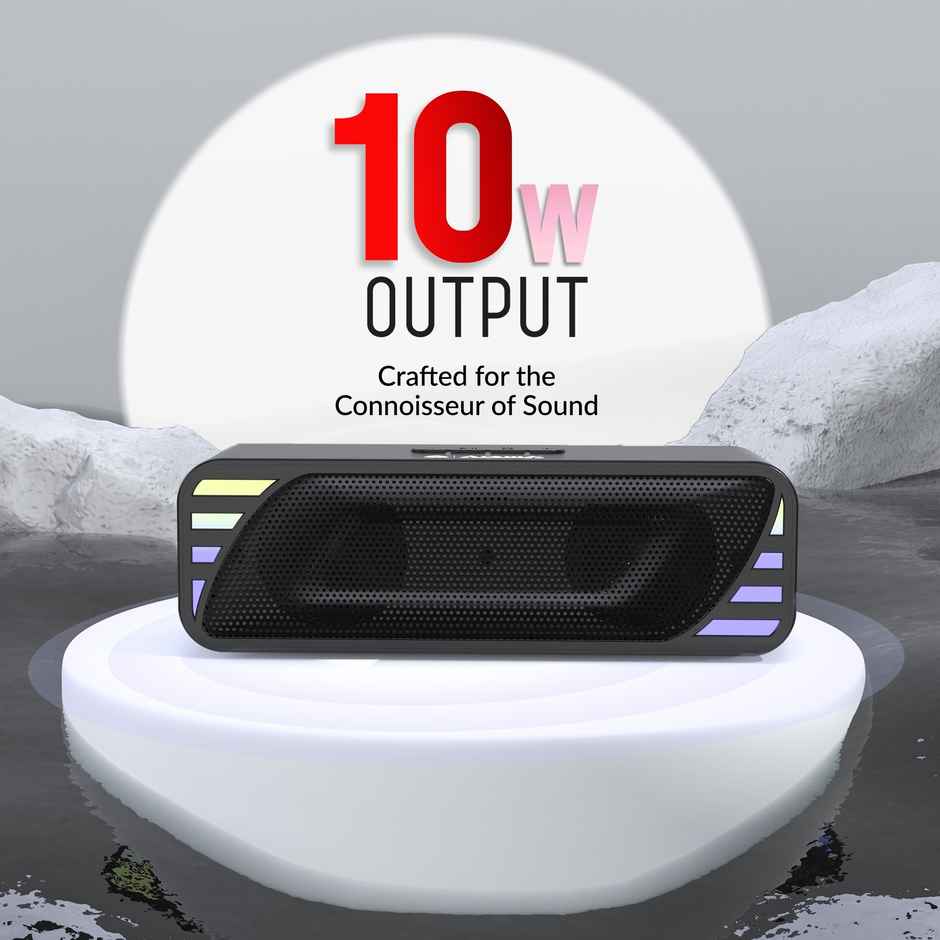 Aroma Rock 10W Bluetooth Speaker Upto 12 Hrs Music time With Dynamic RGB Lights | Black