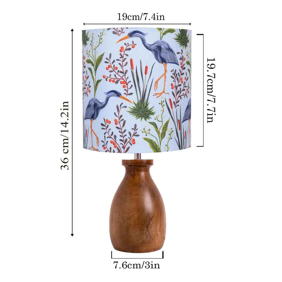 Homesake Dovel Pot Modern Wooden Table Lamp with Fabric Shade, Crane