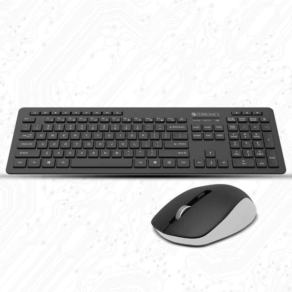 Zebronics Zeb-Companion 500 2.4GHz Wireless Keyboard & Mouse Combo, USB Nano Receiver, Chiclet Keys, Ultra Silent, Power On/Off Switch, Rupee Key, for PC/Mac/Laptop - Black