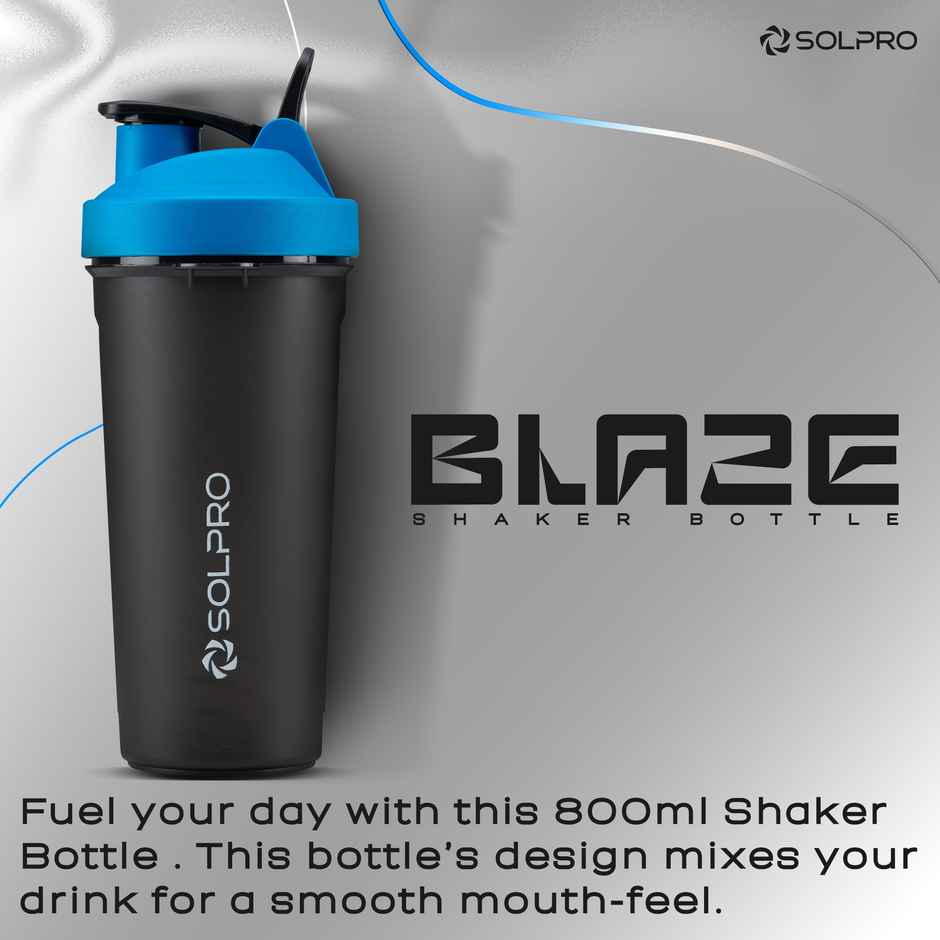Solpro Blaze Shaker Bottle | Gym Shaker | Bpa Free | 800 ml | Blue