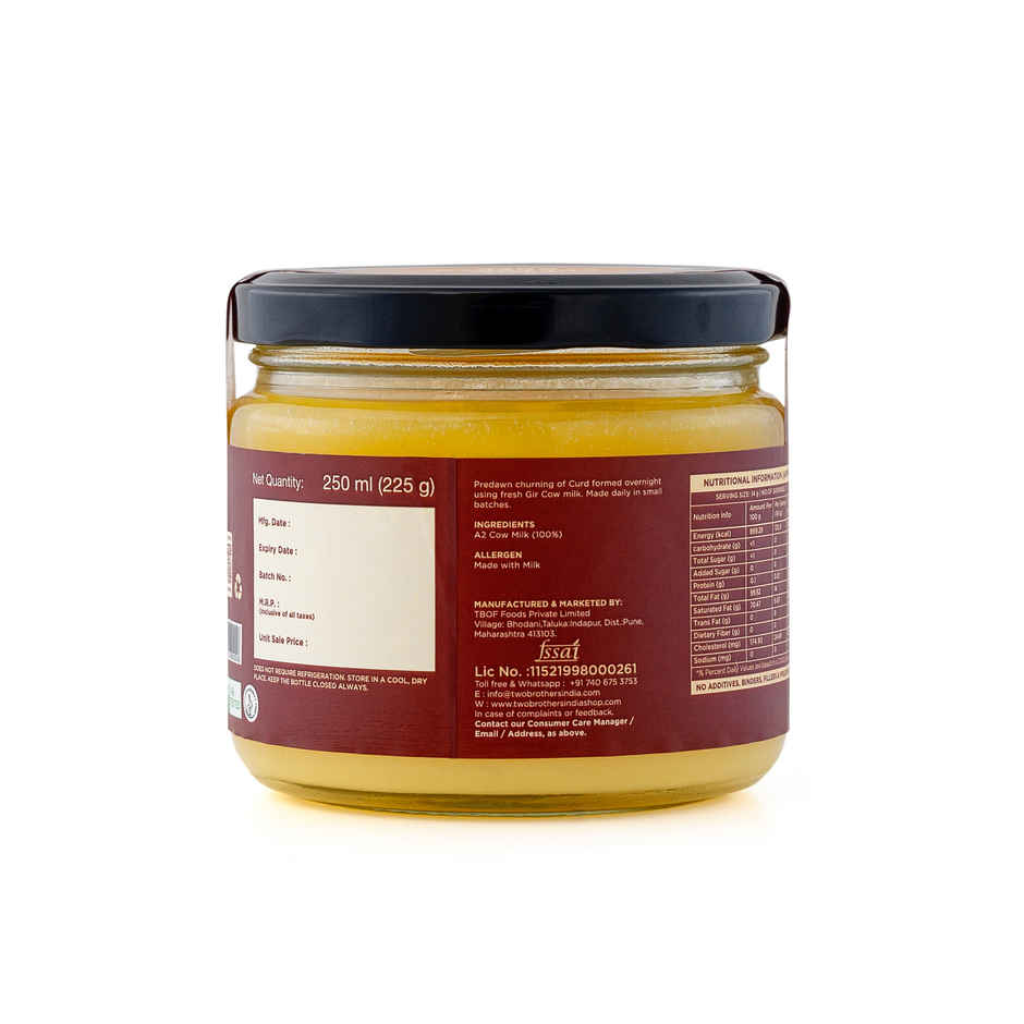 Two Brothers A2 Cow Cultured Ghee Desi Gir Cow | Jar