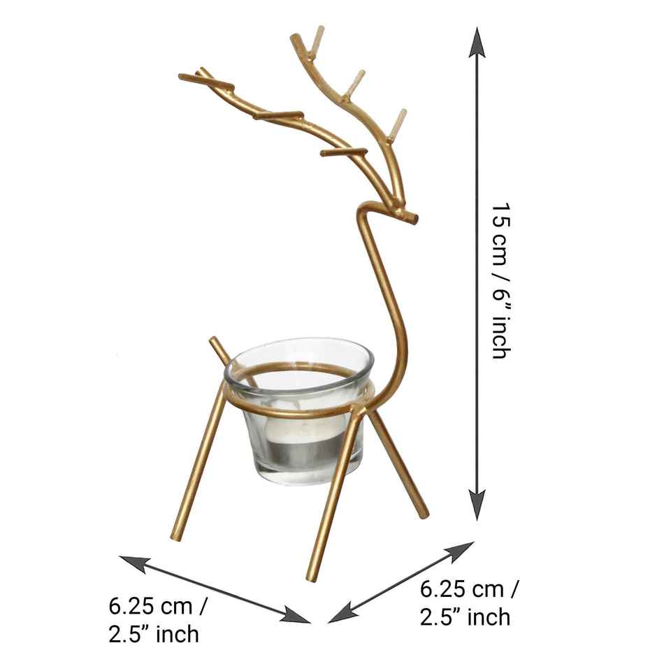eCraftIndia Decorative Handcrafted Golden Deer Shaped Metal Tea Light Candle Holders