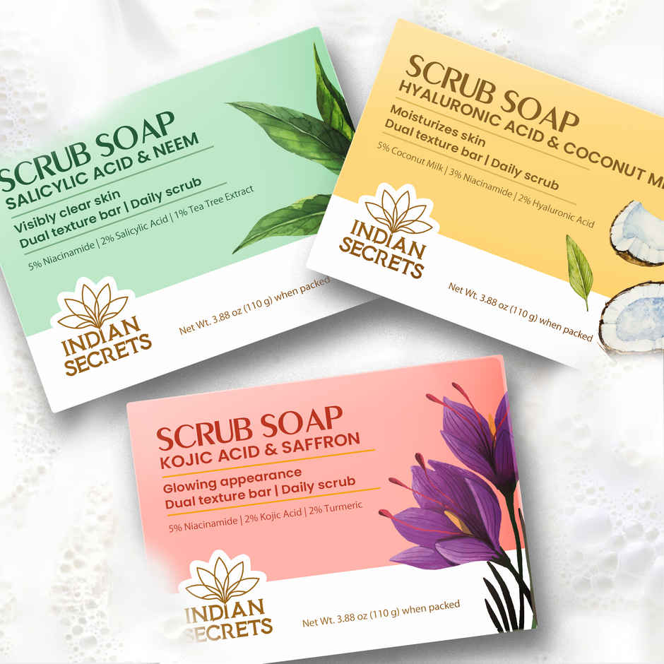 Kojic Acid & Saffron Detan Scrub Soap | Brightens Skin, Removes Tan, Dark Spots & Pigmentation