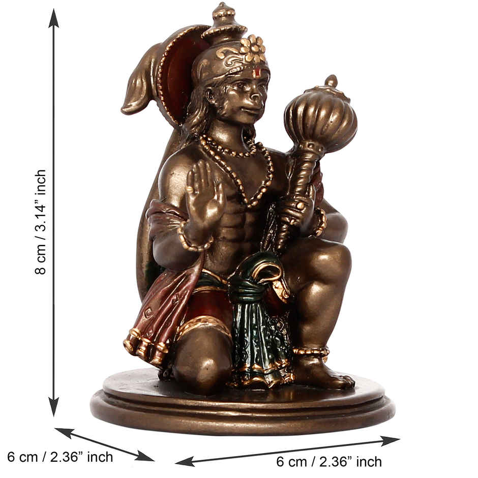 eCraftIndia Brown And Copper Polyresin Blessing Lord Hanuman Idol With Mace
