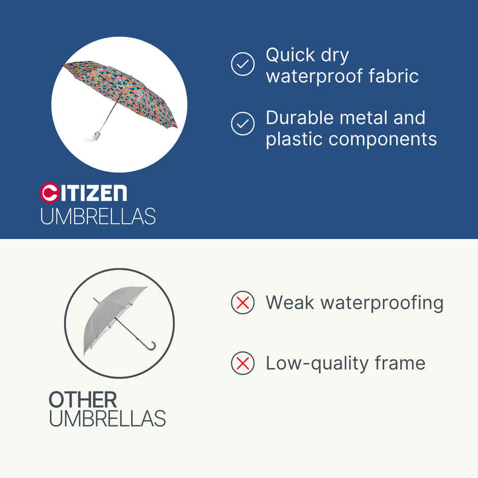 Citizen 3 Fold 22 Inch Auto Heart shape multicolour printed umbrella
