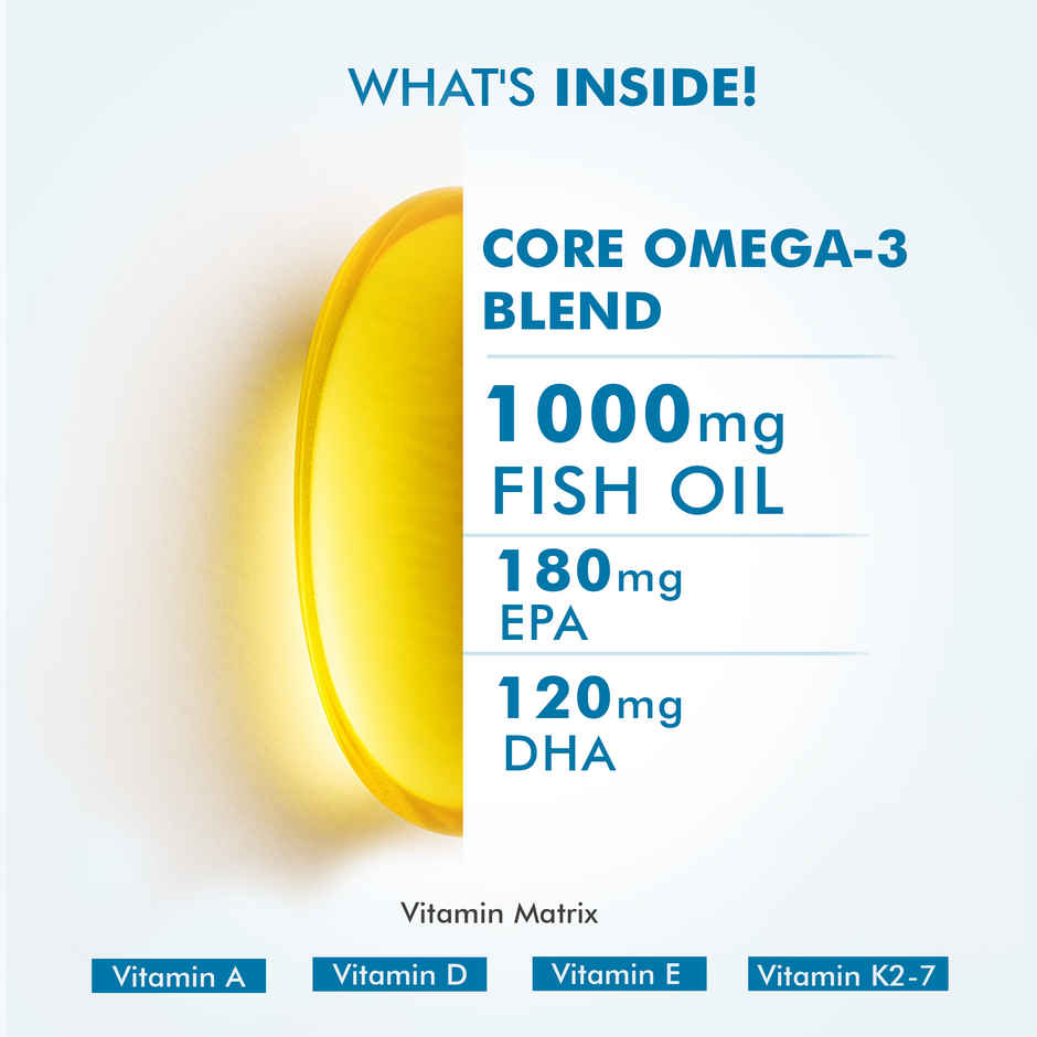 Dr. Morepen Omega-3 Fish Oil 1000mg Capsules with Vitamin A,E & D3 No Fishy Burps