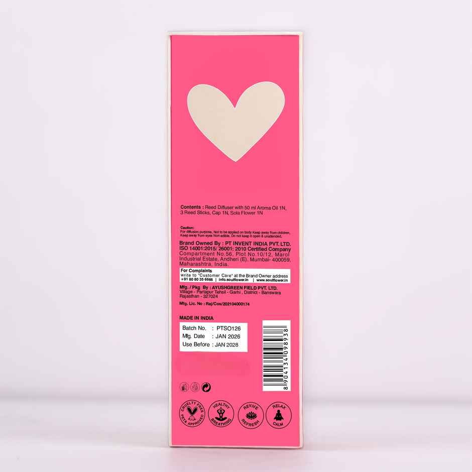 Soulflower Women's Day Love Is In The Air Reed Diffuser Gift Set | Home Aroma Hamper