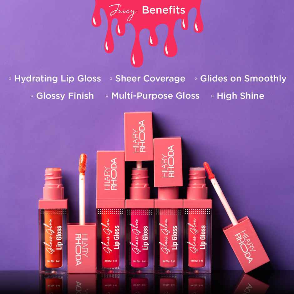 Hilary Rhoda Glass Glow Lip Gloss | Nourishing & Hydrating Lip Gloss | Naughty Nude - Shade 01