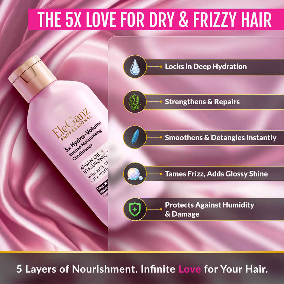 EleGanz Professional 5X Hydra-Volume Intense Moisturising Conditioner with Shea Butter