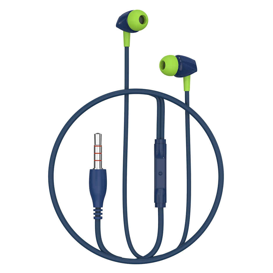 Aroma HF603 Wired Earphone With Mic 3.5Mm Jack I 10 Mm Drivers For Mobile | Tablet,Laptop I Blue