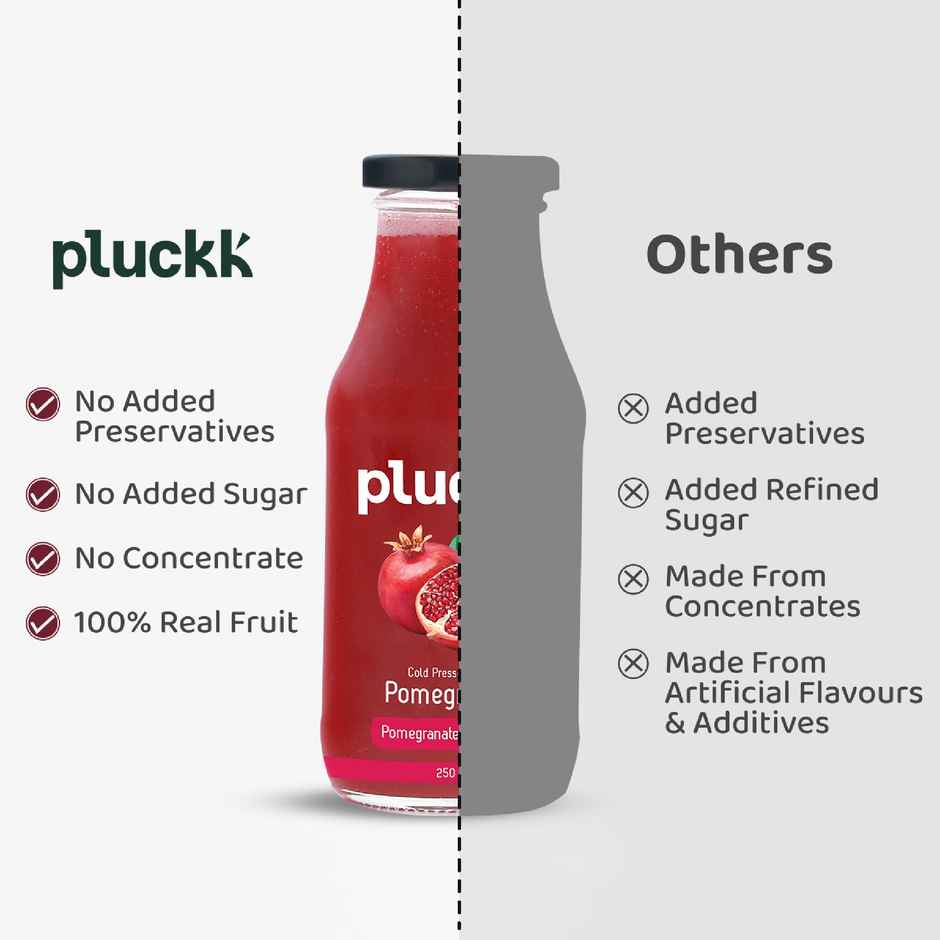 Pluckk Cold Pressed Extracted Pomegranate Juice | No Preservatives | No Added Sugar