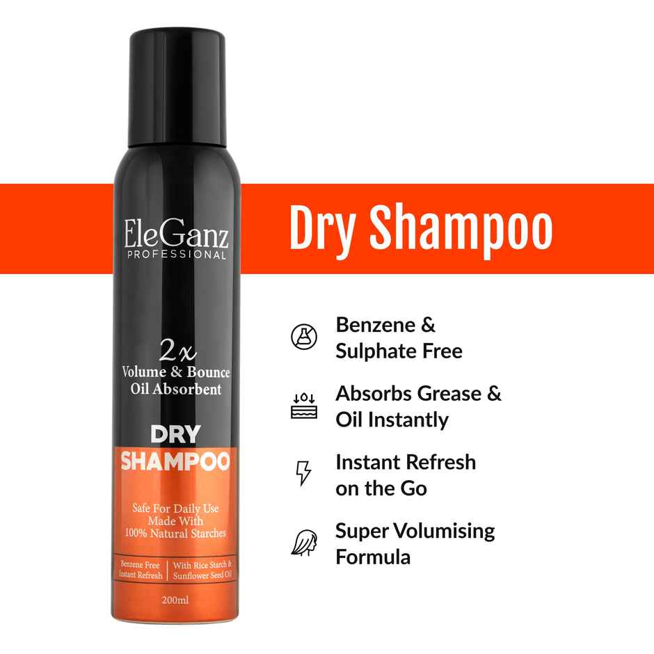 EleGanz Professional Dry Shampoo | Instantly Refresh & Add Volume| Benzene-Free | Leaves No Residue