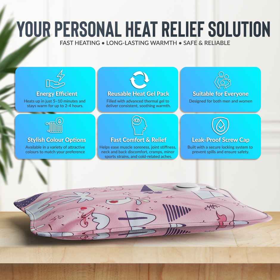 Aroma HGB4 Heating Warm Gel Bag For Backpain, Cramps,Bedwarmers, Joint Pain Relief Design May Vary