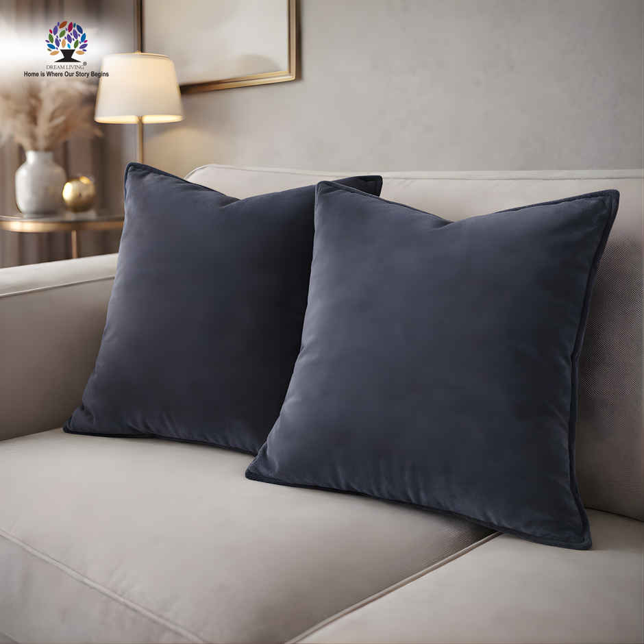 Dream Living Solid Cushion Covers Velvet Decorative Cushion Cover | 40x40 cm | Grey