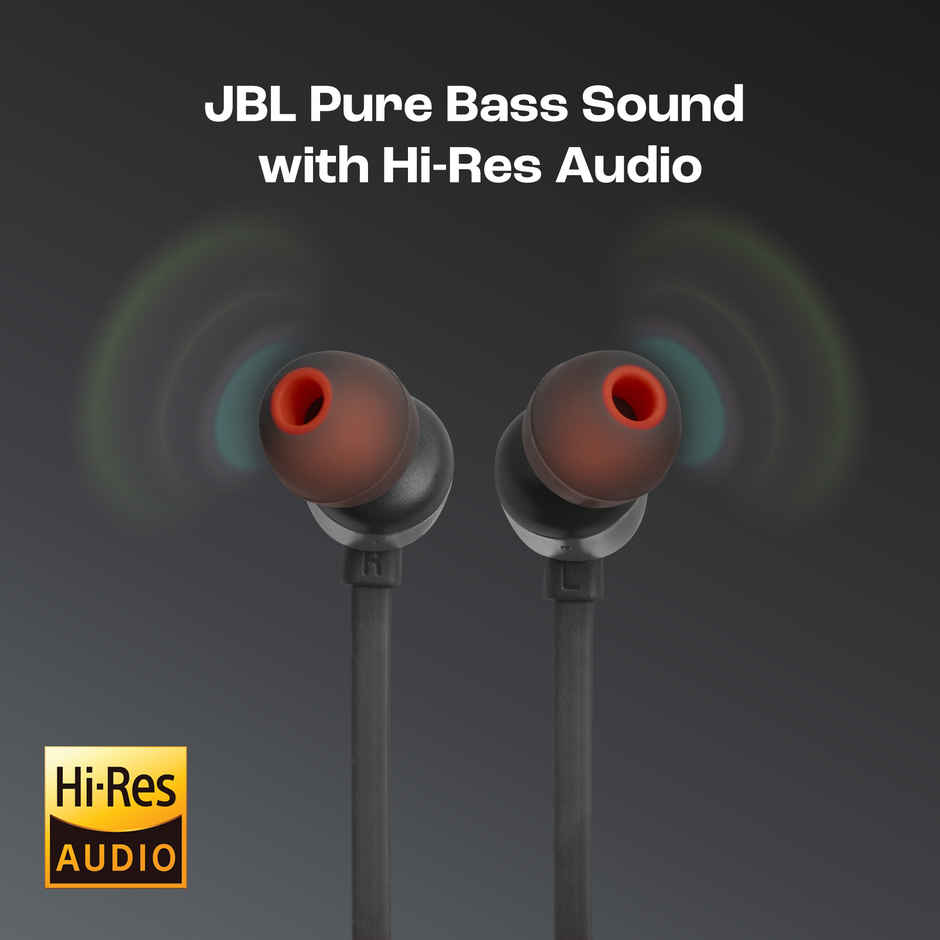 JBL Tune 310 Wired In-Ear Type C Headphones, Hi-Res Audio With Digital-To-Analog Converter (Black)