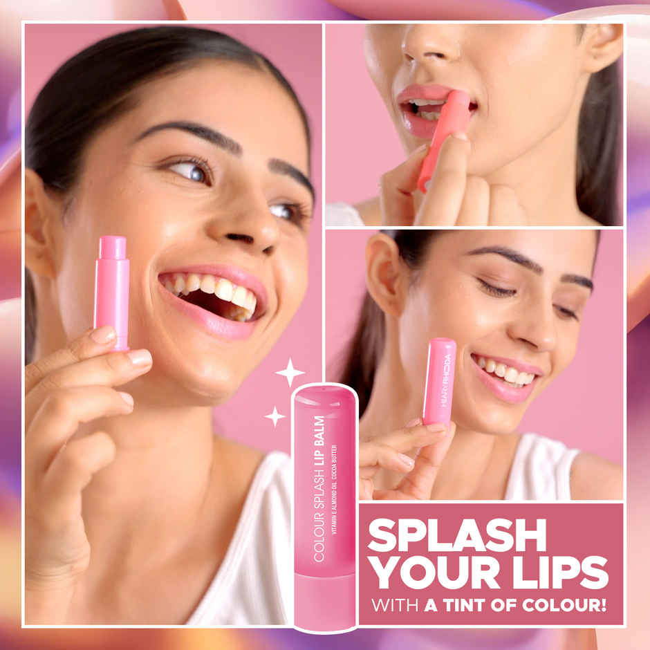 Hilary Rhoda Colour Splash Lip Balm With SPF15 | Vitamin E | Cocoa Butter | 45 g | Rose | Shade 01