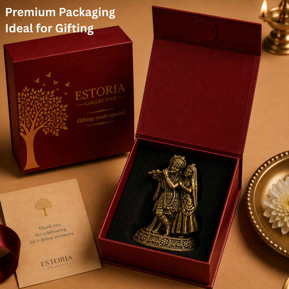 Pure Brass Radhe Krishna Idol | Estoria Collective