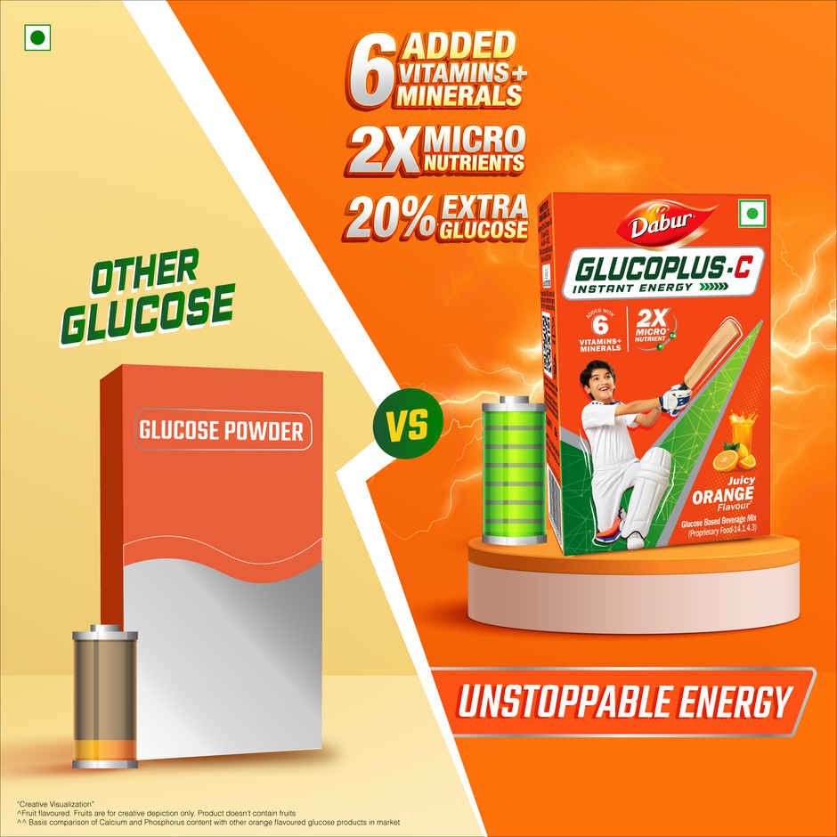 Dabur Glucoplus-C Orange Instant Energy Glucose Powder