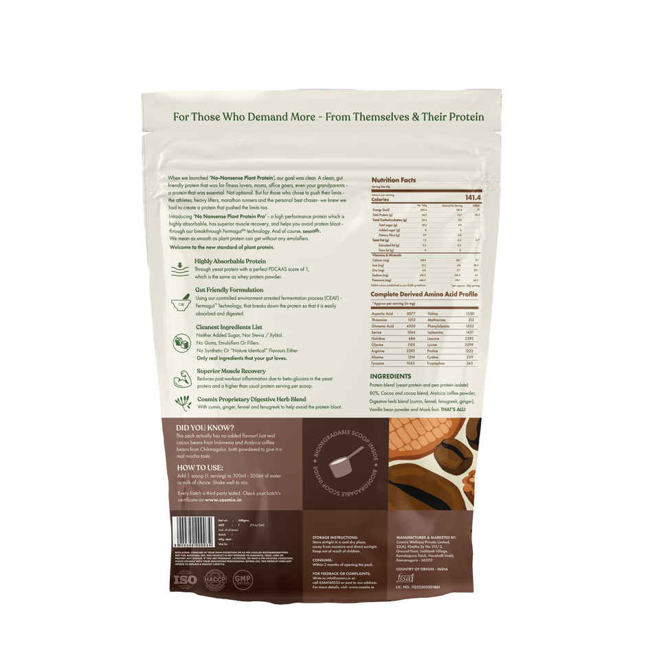 COSMIX No Nonsense Plant Protein Pro | Chikmagalur Mocha