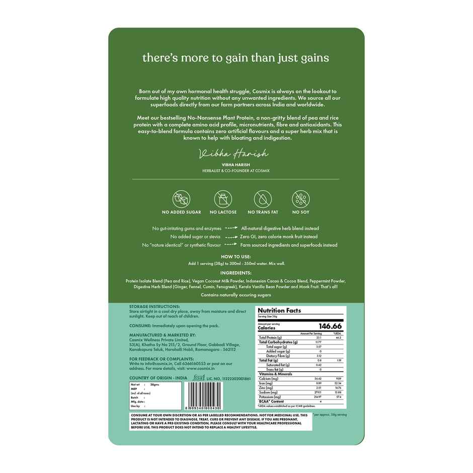 Cosmix No Nonsense Plant Protein Mint Cacao Sachet