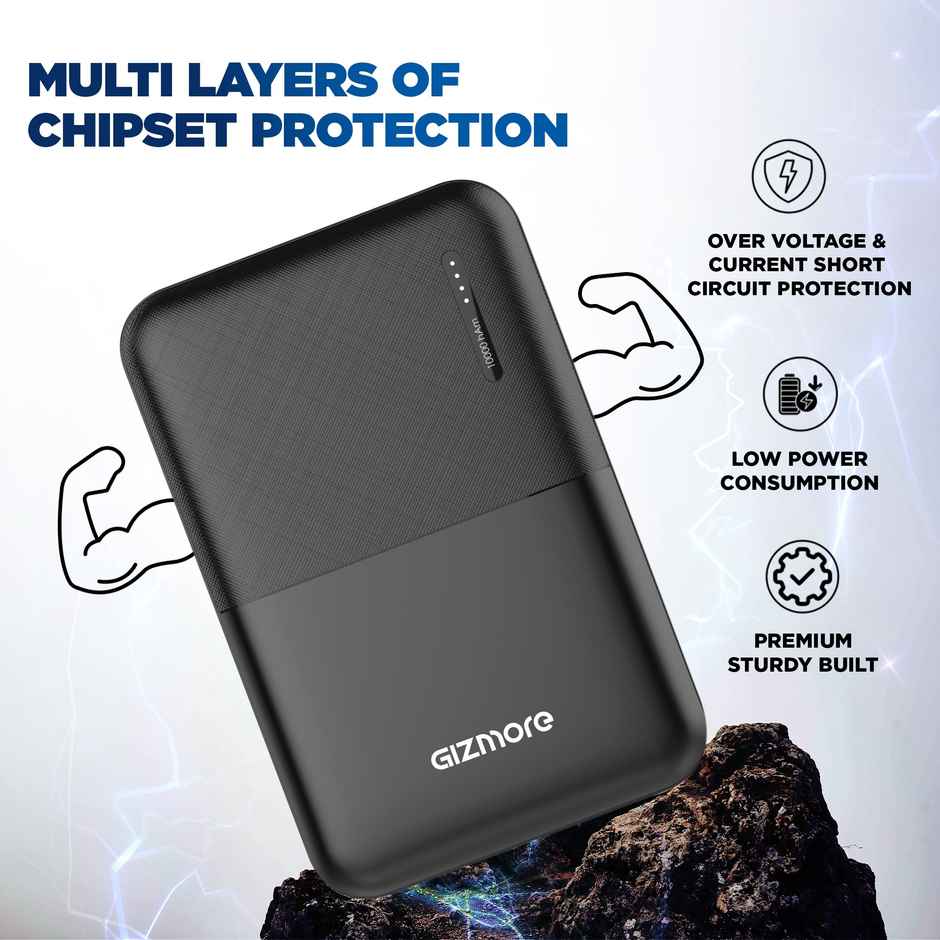 Gizmore 10000 mAh compact Power Bank with 22.5W Fast Charging for iPhone | Android | Pocket Size