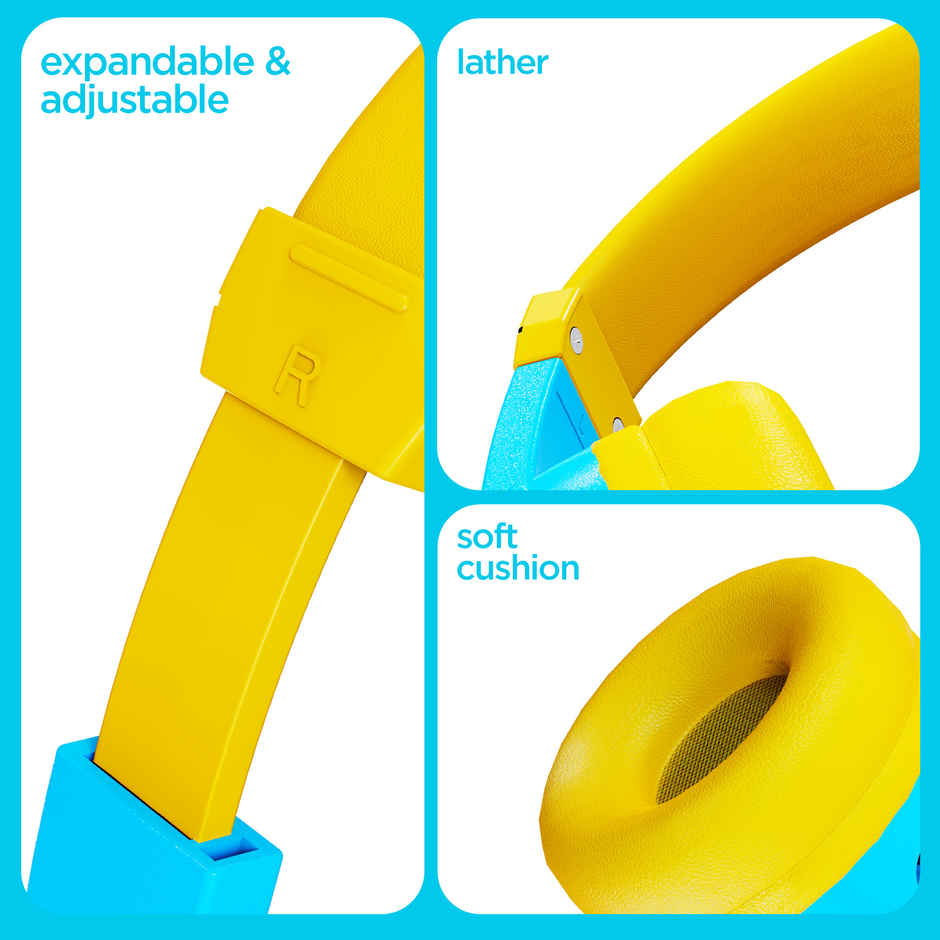 Nu Republic Beatpop with 42 hrs Playtime ENC Wireless Headphone - Blue & Yellow