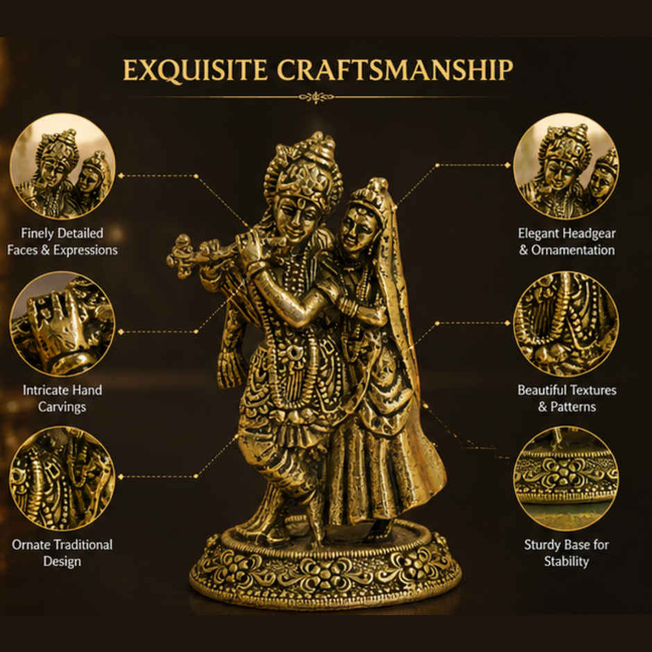 Pure Brass Radhe Krishna Idol | Estoria Collective