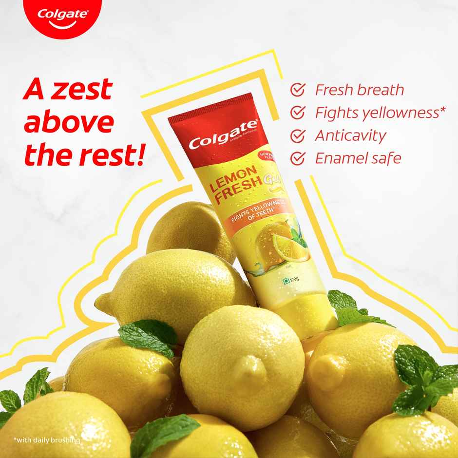 Colgate Lemon Fresh Gel Toothpaste | Fights Yellowness of Teeth | Freshens Breath