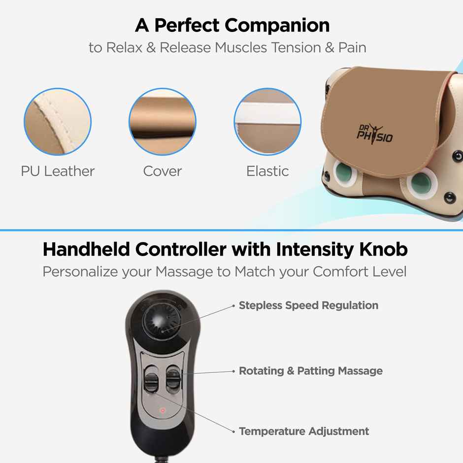 Dr Physio 3D Cushion Massager with HEAT and speed controller for Back Cervical and Neck Pain