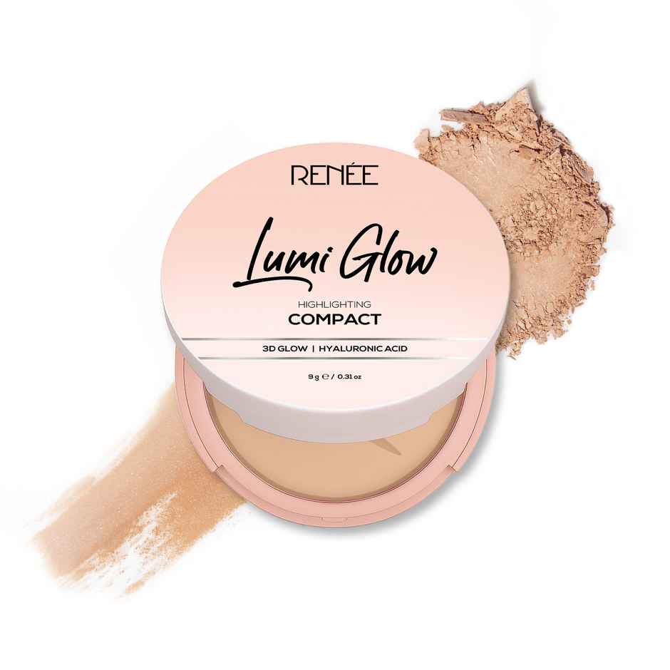 RENEE Lumi Glow Highlighting Compact | Medium Coverage, Dewy Finish, 3D Glow | 04 Cashmere Sand