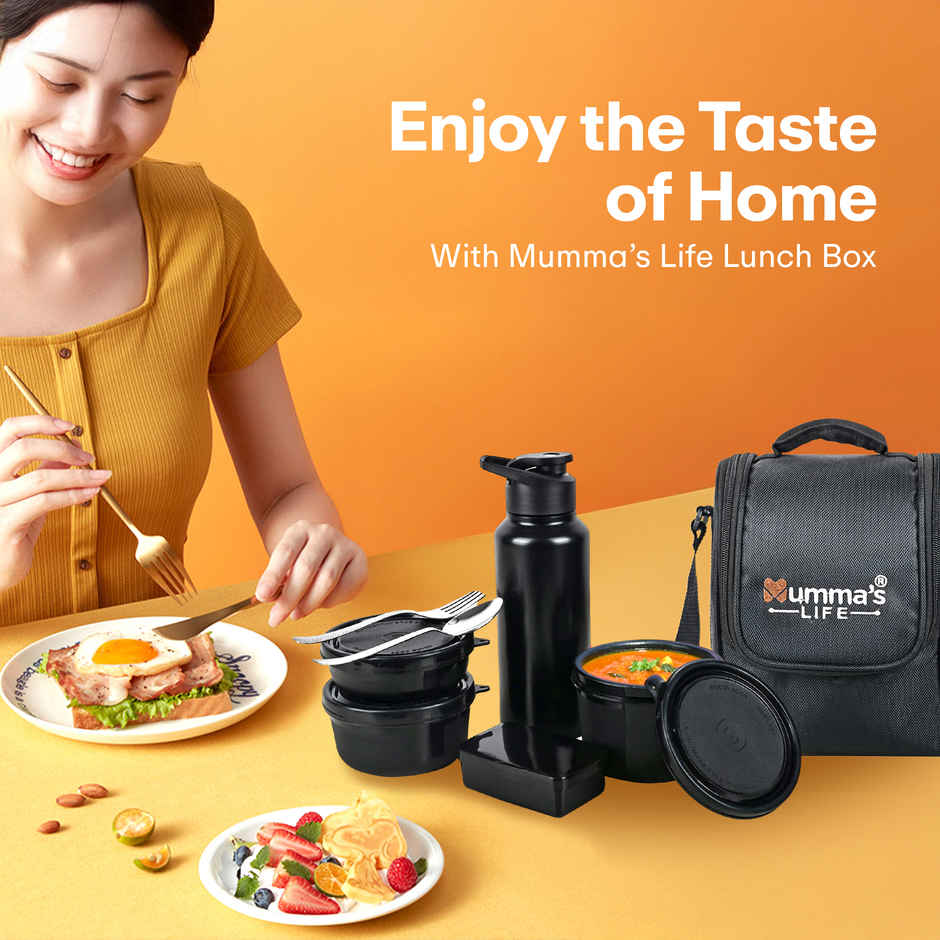 Mumma's LIFE Lunch Box for Office Use- Microwave Safe 3-Container Set with BPA-Free Lids