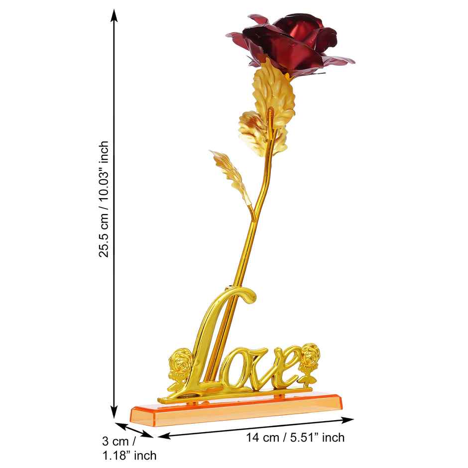 Golden Red Rose Flower with Love Showpiece | EcraftIndia