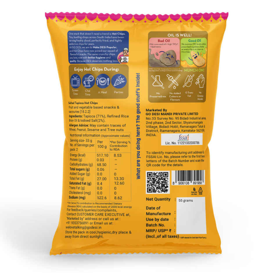 GO DESi Hot Chips Salted Tapioca | No Palm Oil