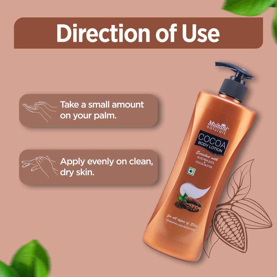 Multani Naturals Cocoa Body Lotion | Non Sticky Lightweight Formula | Moisture & Protect