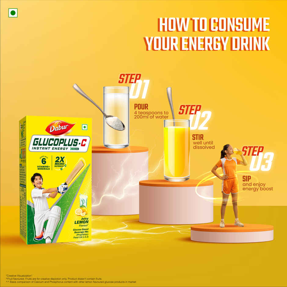 Dabur Glucoplus-C Lemon Instant Energy Glucose Powder