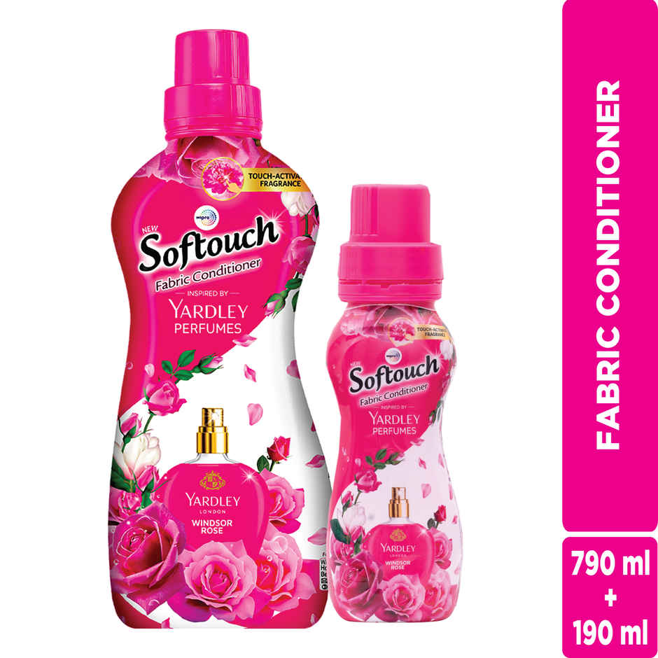 Softouch Yardley Fabric Conditioner | Long Lasting Fragrance for Clothes | Windsor Rose | 790 + 190 ml