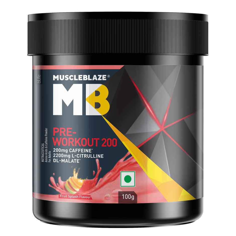 MuscleBlaze Pre Workout 200, (Fruit Splash, 20 servings)