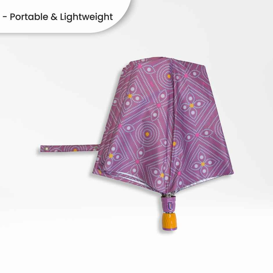 Cello Megha 21 Inch 2 Fold Mix Print Umbrella | Silver Light Pink