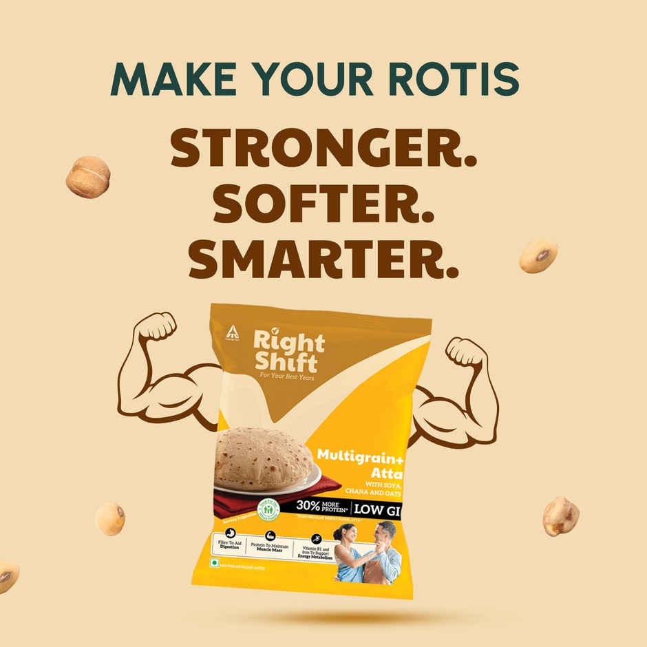 Right Shift High Protein Multigrain + Atta | High fibre, Low GI | 18 g - 4 rotis