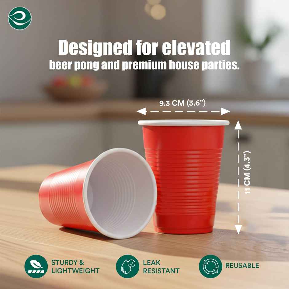ECO SOUL | Beer Pong | Party Glasses | 16 oz | Red | 10 Count