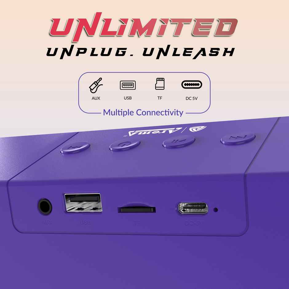 Aroma Joyride 16W Upto 16 Hrs Music Time, Dynamic Drivers, Stereo Channel, Heavy Bass Stereo Speaker 16 W Bluetooth Soundbar - Vibing Blue