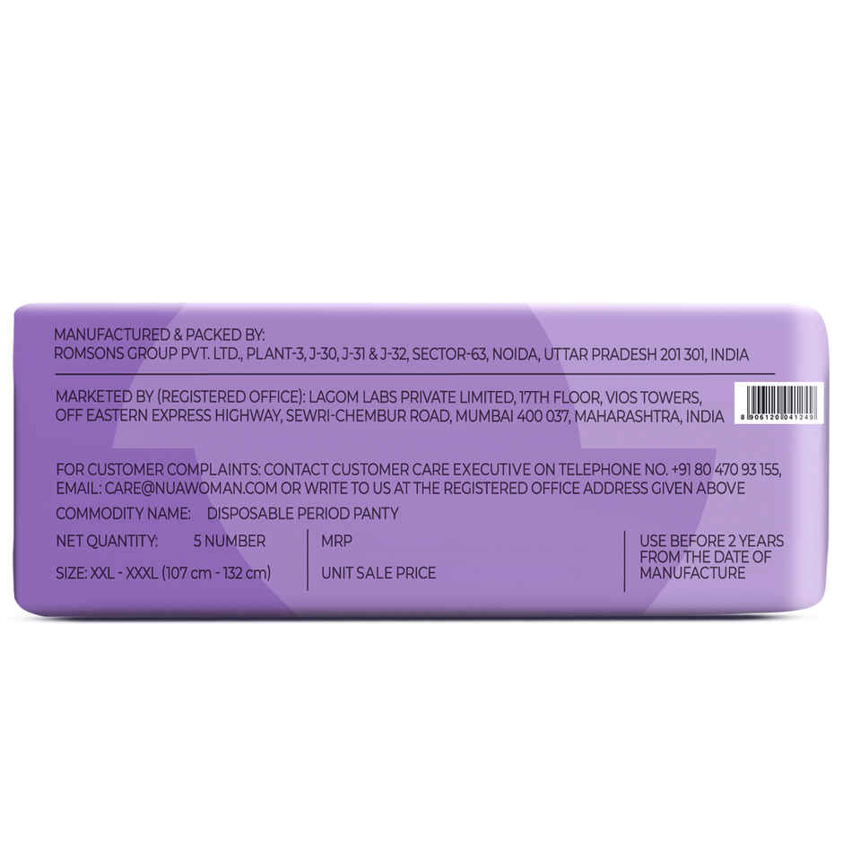 Nua Comfort Disposable Period Panties XXL-XXXL | Ultra-Absorbent | Pack of 5 Panties