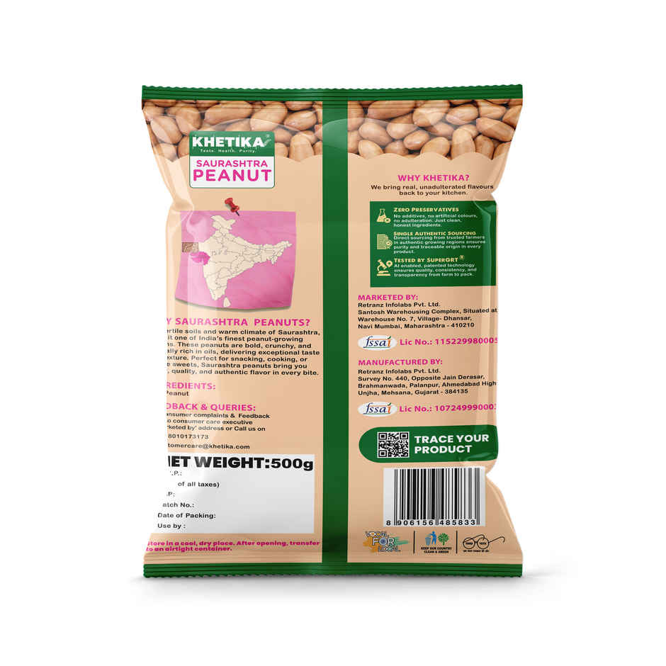 Khetika Premium Raw Peanuts | Groundnut | Fit for Fasting | Rich in Protein & Fiber