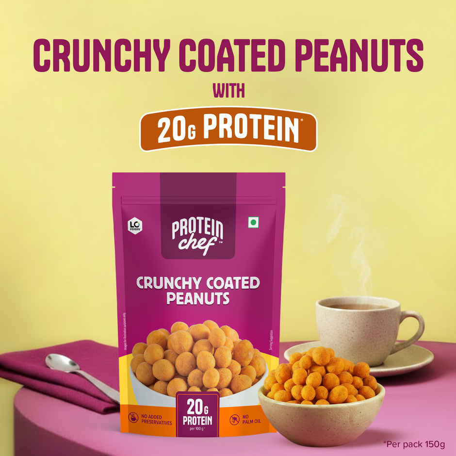 Protein Chef Crunchy Coated Peanuts | No Palm Oil Masala Roasted 20g Protein Healthy Snacks