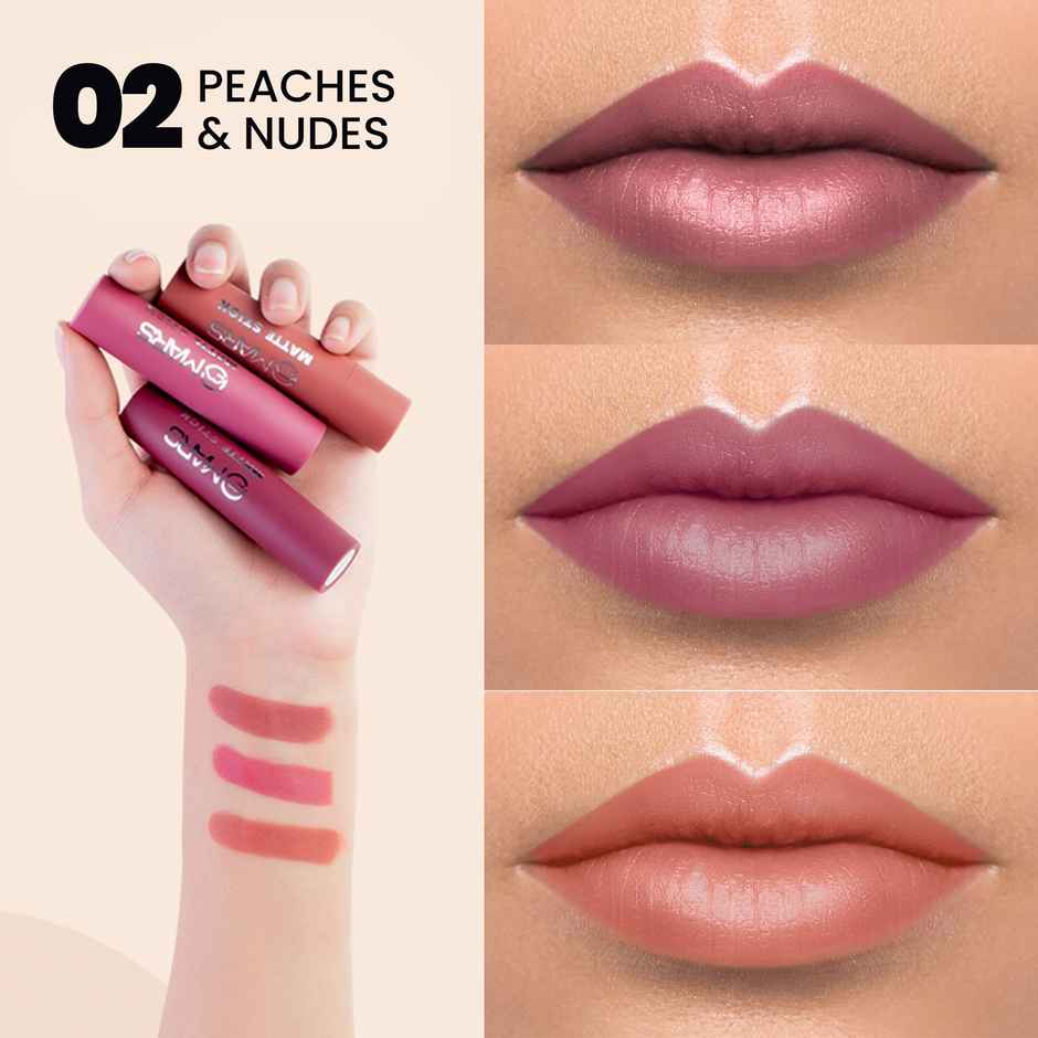 MARS Cosmetics Matte Box Set Of 3 Lipsticks For Women - (02-Peaches & Nudes)
