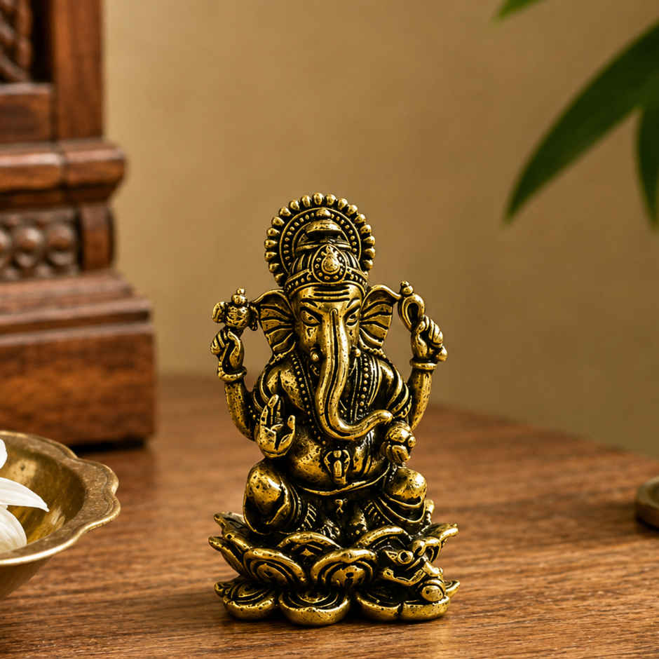 Pure Brass Ganesha Idol | Estoria Collective